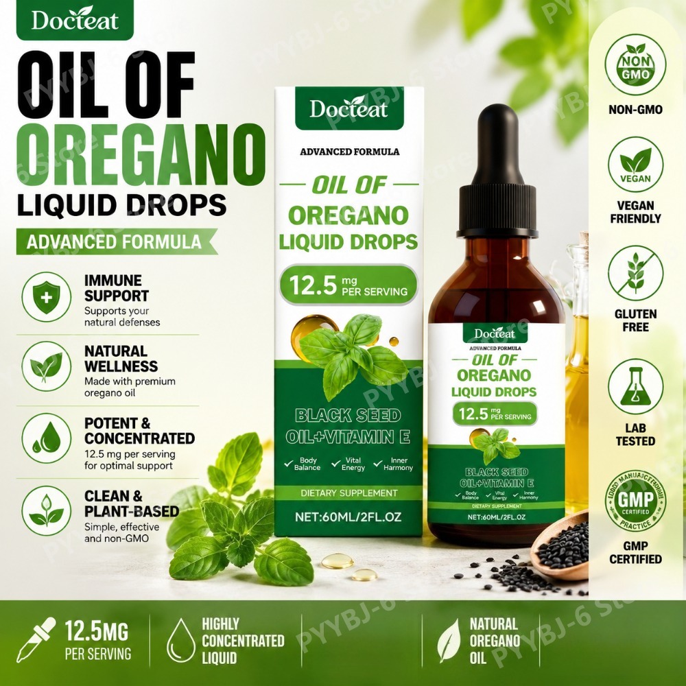 Herbal Wellness For You - Oregano Oil Liquid Drops 60ml Black