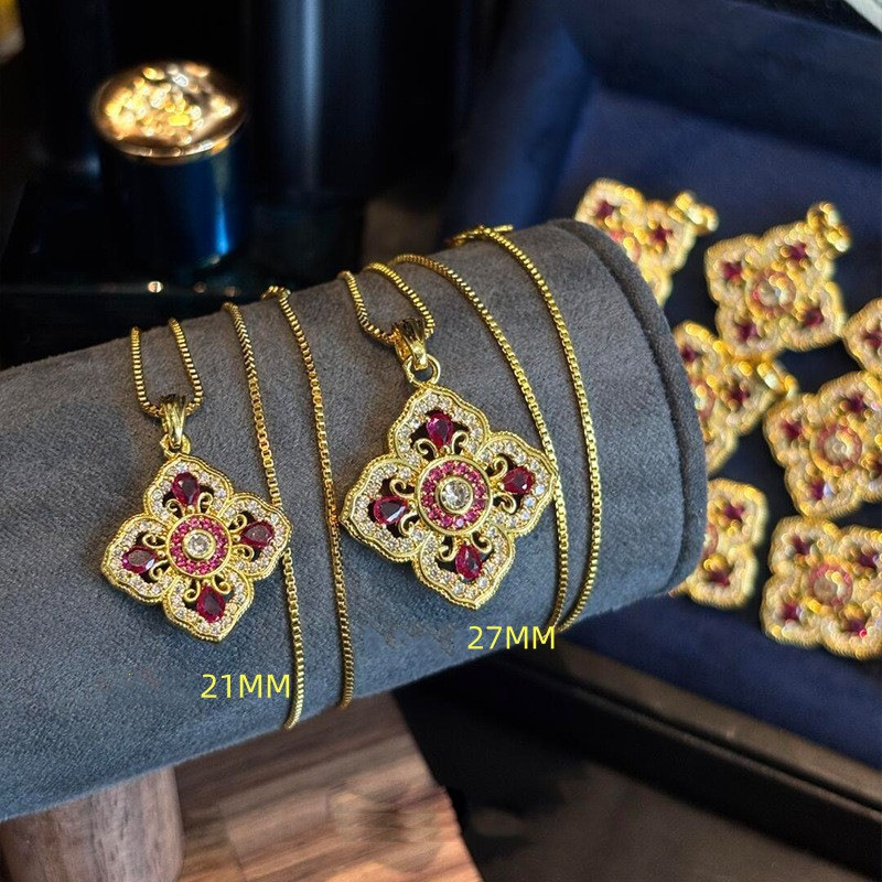 Vintage Luxury Hollow 4 Leaves - Red Clover Flower ulasan dan harga