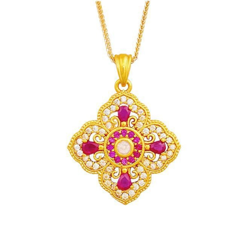 Vintage Luxury Hollow 4 Leaves - Red Clover Flower ulasan dan harga