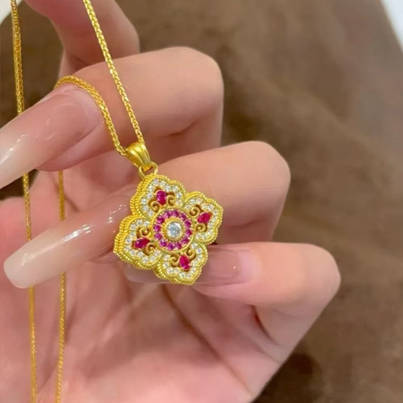 Vintage Luxury Hollow 4 Leaves - Red Clover Flower ulasan dan harga