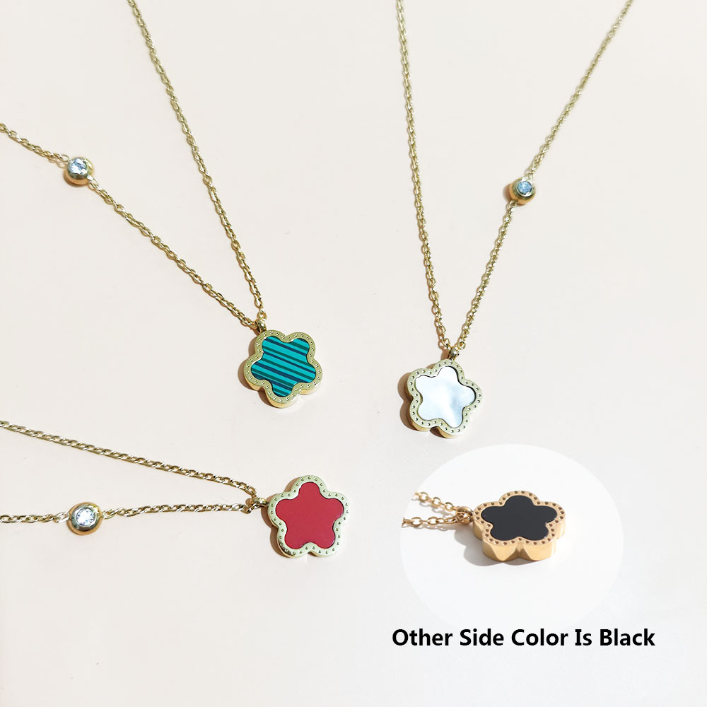 Stainless Steel 18K Gold Plate - Red Clover Flower ulasan dan harga