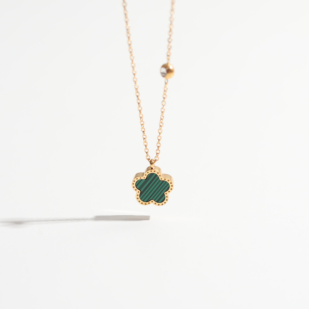 Stainless Steel 18K Gold Plate - Red Clover Flower ulasan dan harga