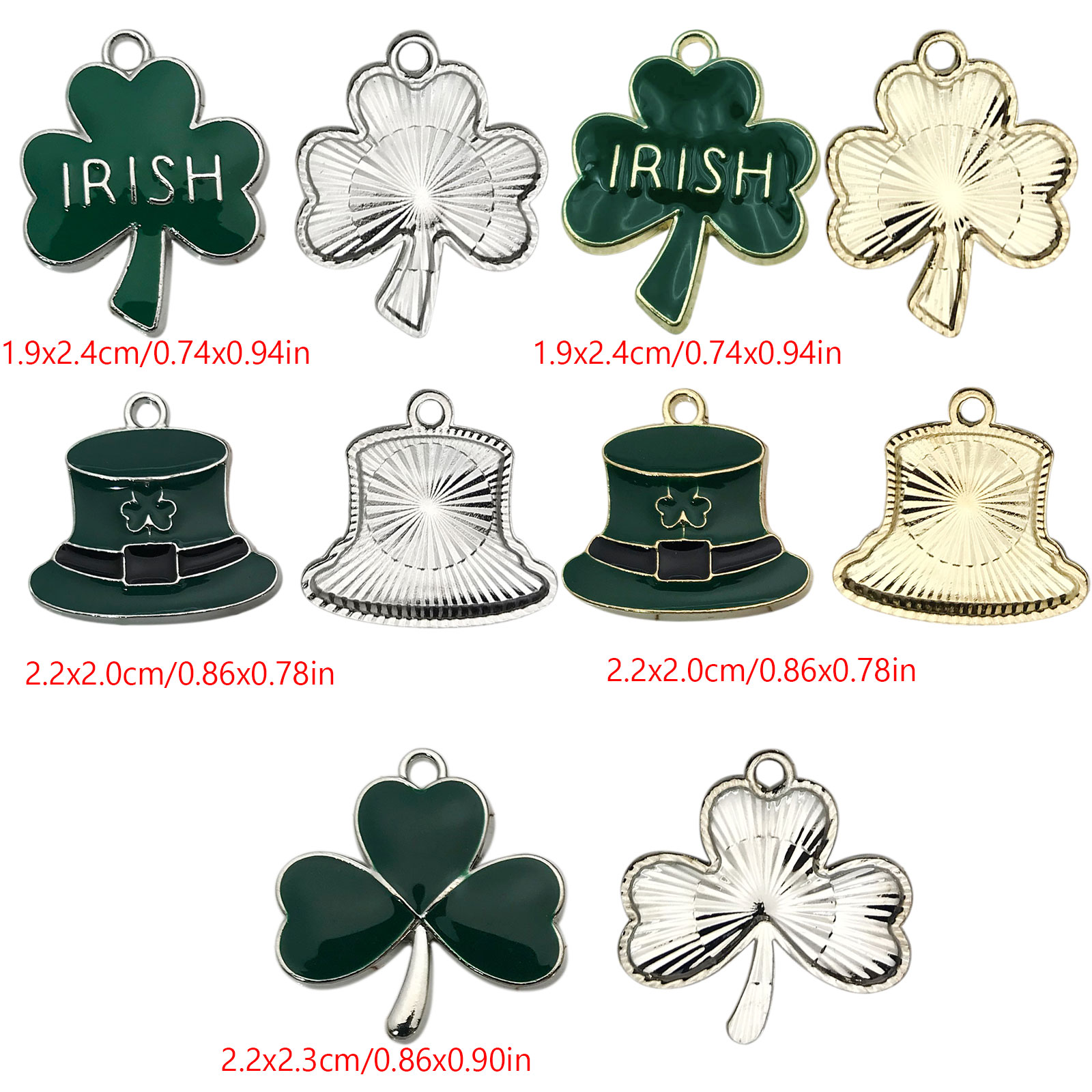 10/14pcs Enamel Green Lucky Cl - Red Clover Flower ulasan dan harga