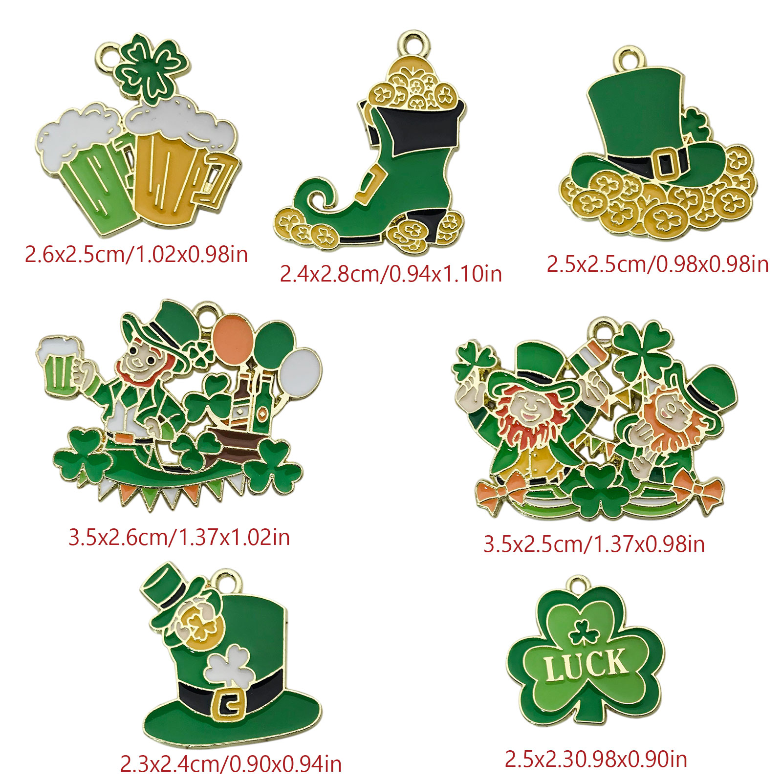 10/14pcs Enamel Green Lucky Cl - Red Clover Flower ulasan dan harga